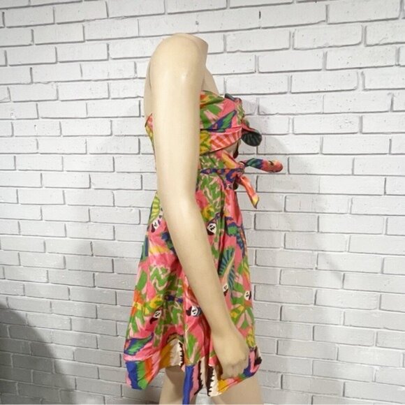 Farm Rio Women’s Graphic Macaws Cotton Mini Dress - Size Large - Picture 9 of 12